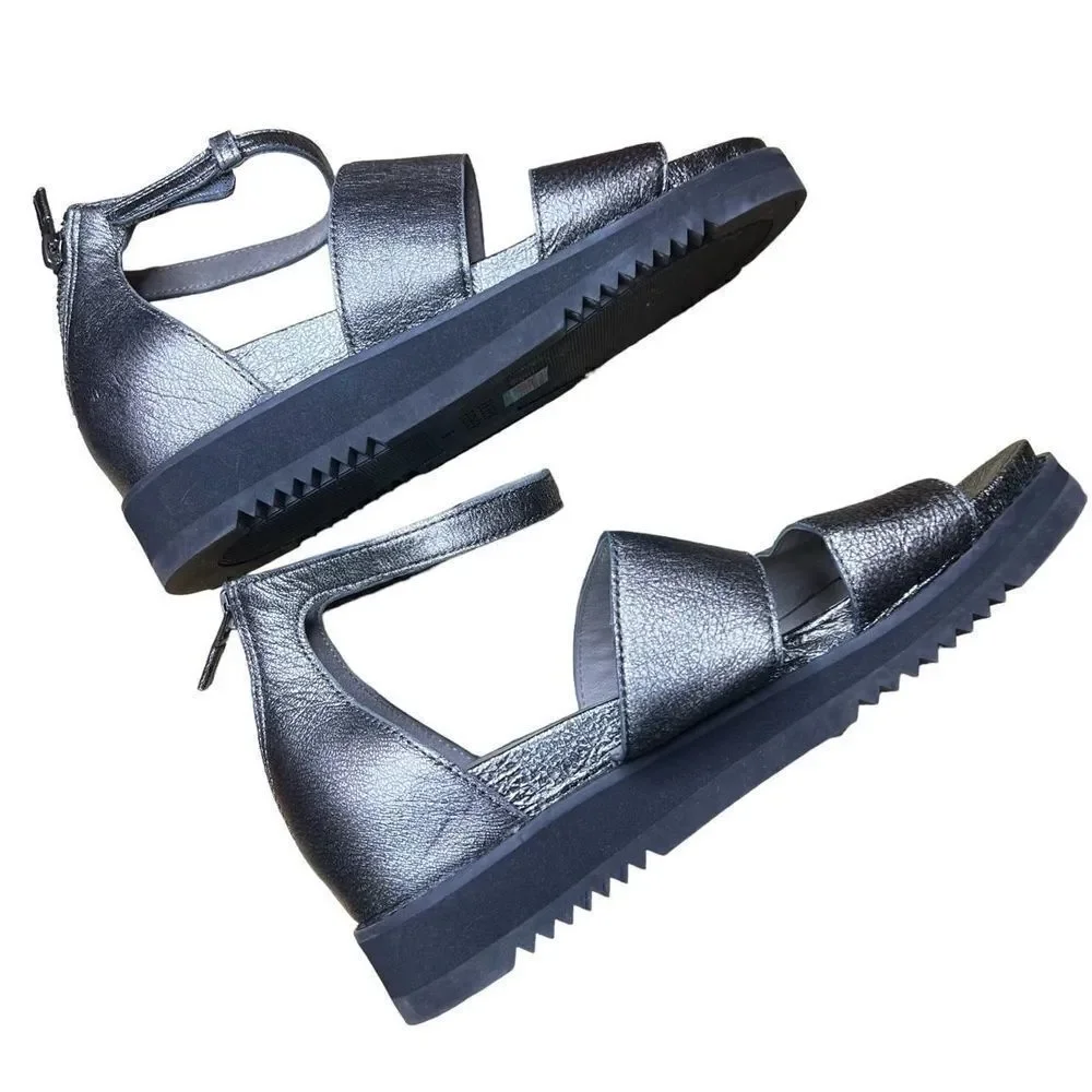 Eileen Fisher Kero Silver Platform Sandal NWOB Size 6
